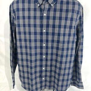 J Crew Button Down Men's Blue Plaid Shirt Long Sleeve slim Untucked